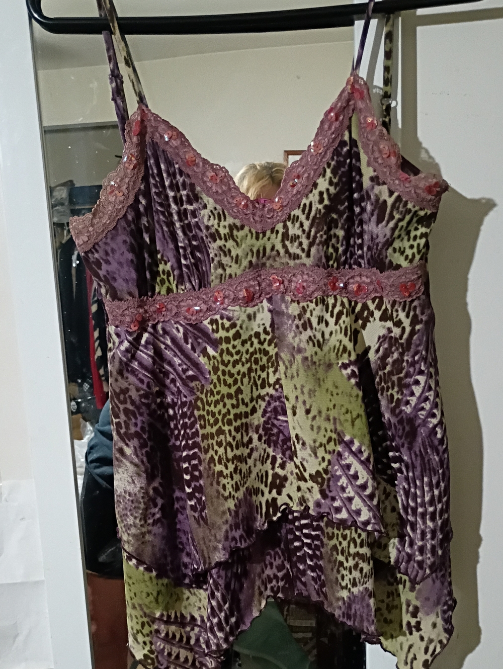 Takara Lilac/Avocado & Brownn. Layered Camisole.Stunning ( L)